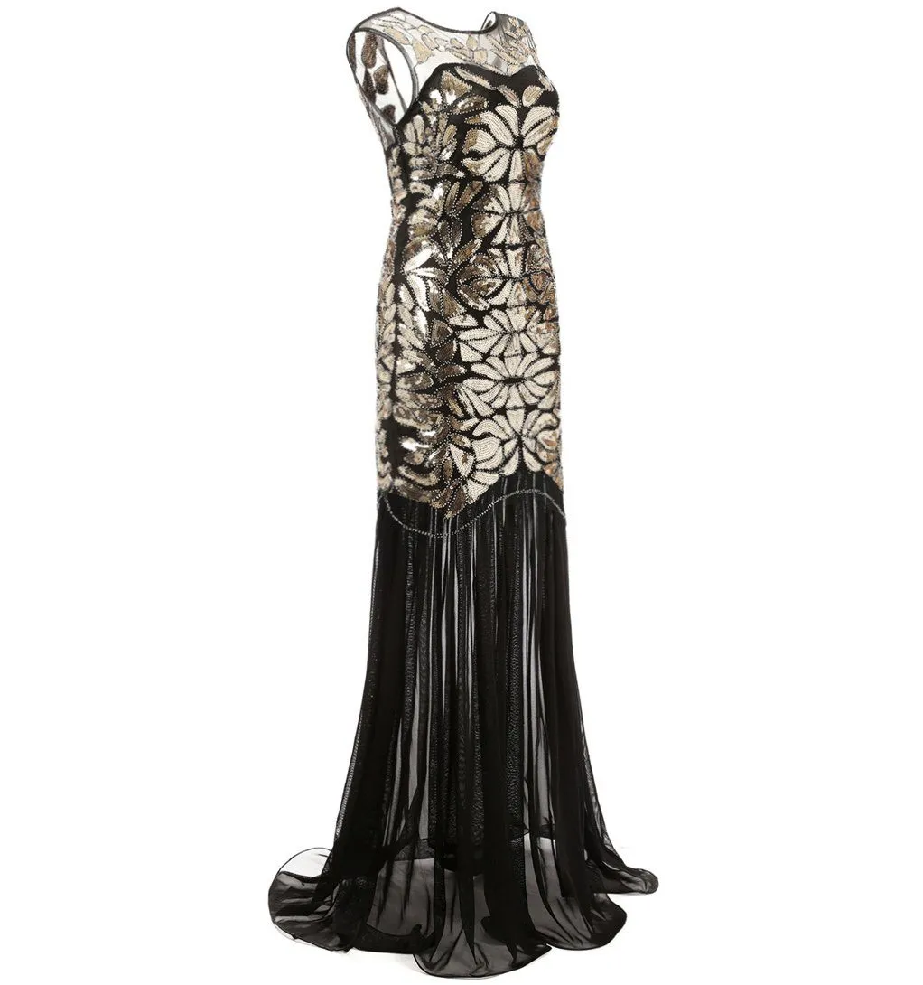 20s Great Gatsby Inspired Long Flapper Dress 1920s Themed Party|JaosWish