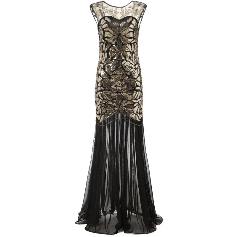 20s Great Gatsby Inspired Long Flapper Dress 1920s Themed Party|JaosWish