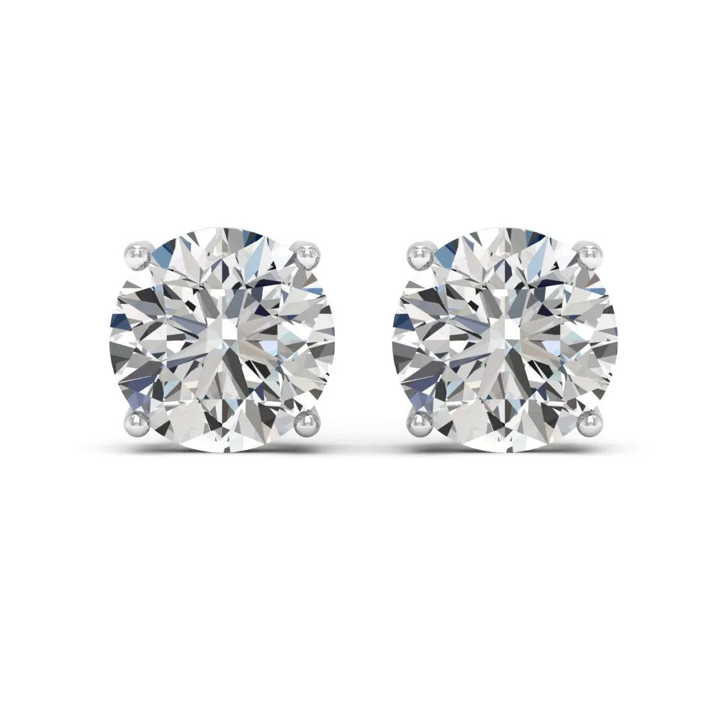 4.00 d.e.w cts 8mm Round Moissanite Stud