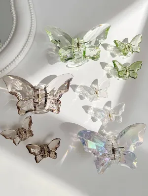 9pcs Crystal Butterfly Hair Claws And Clip