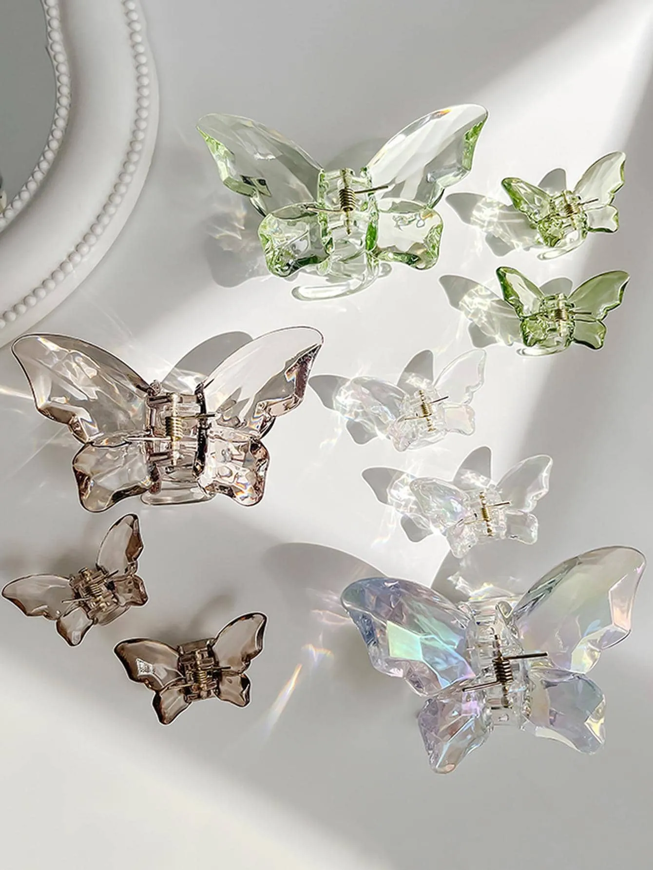 9pcs Crystal Butterfly Hair Claws And Clip