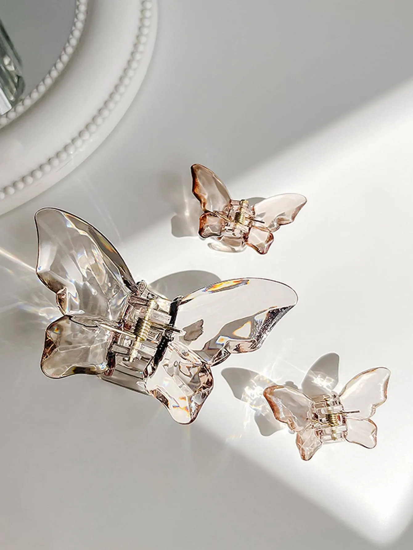 9pcs Crystal Butterfly Hair Claws And Clip