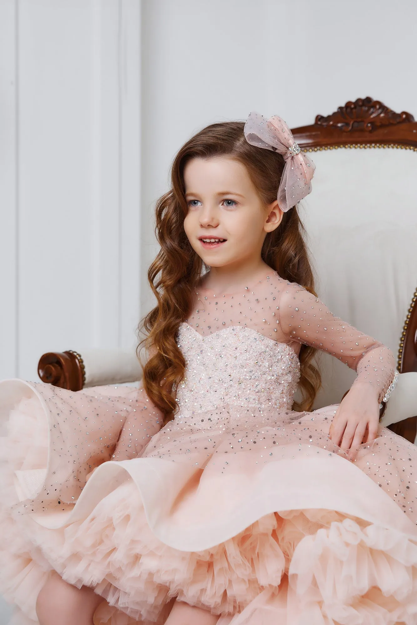 Amelia Couture Girls Pink Sparkly Birthday Dress