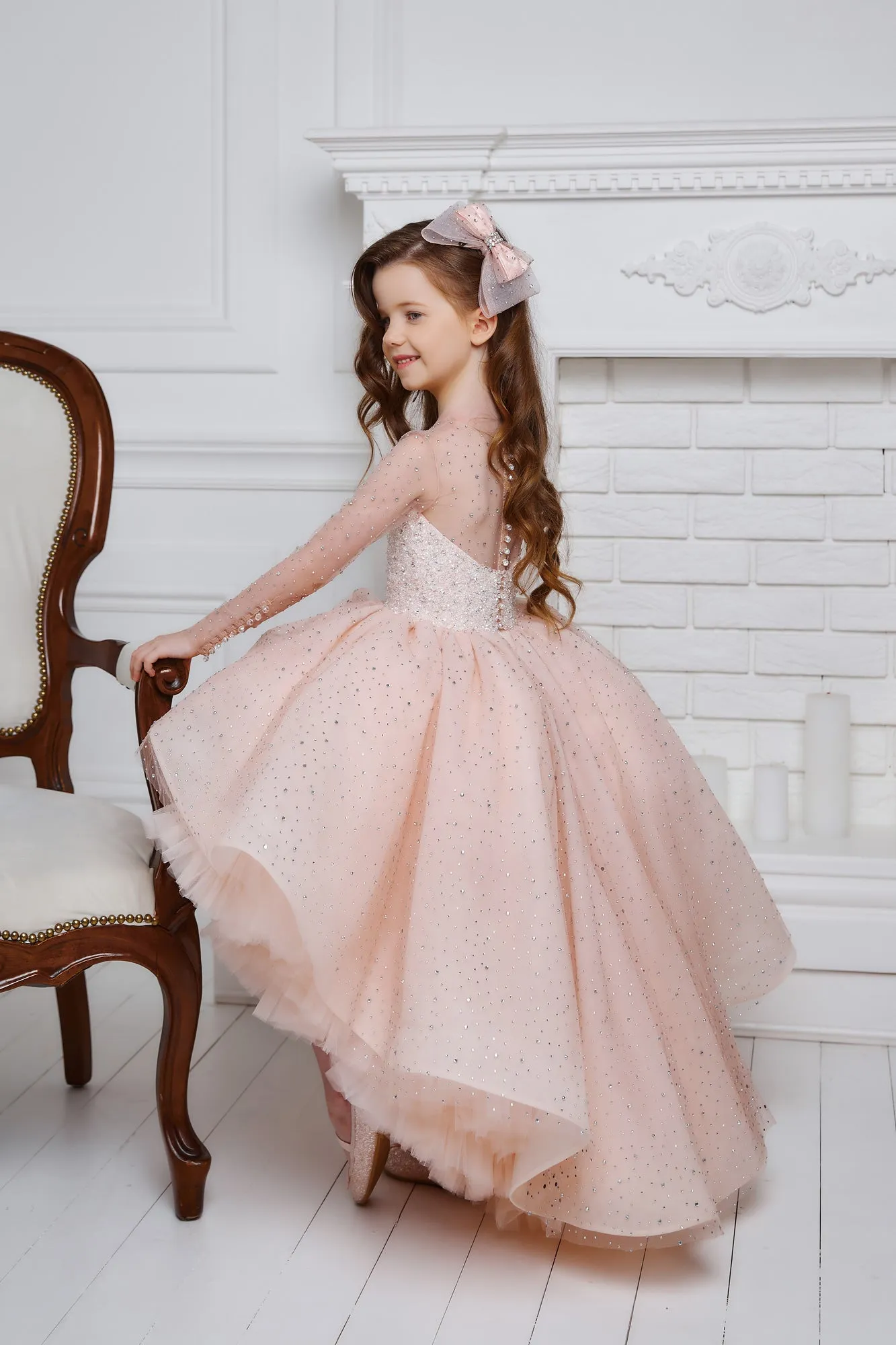 Amelia Couture Girls Pink Sparkly Birthday Dress