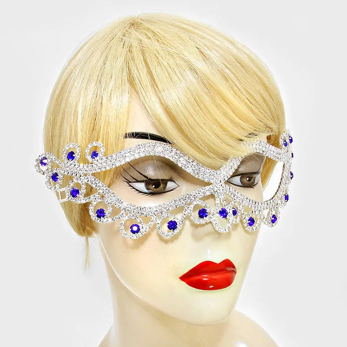 Bahati Swirl Filigree Cat Eye Blue Masquerade Mask
