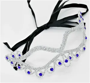 Bahati Swirl Filigree Cat Eye Blue Masquerade Mask