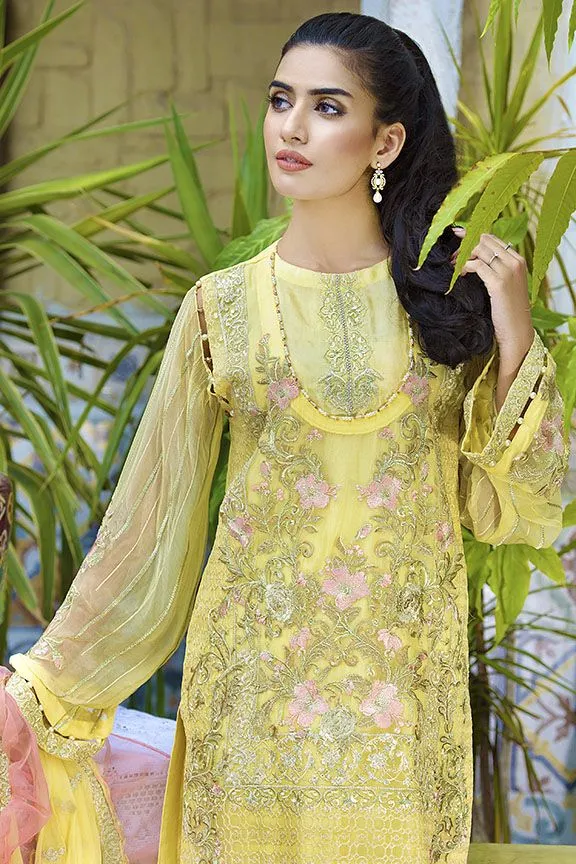Beautiful crinkle chiffon dress in lavish yellow color # P2292
