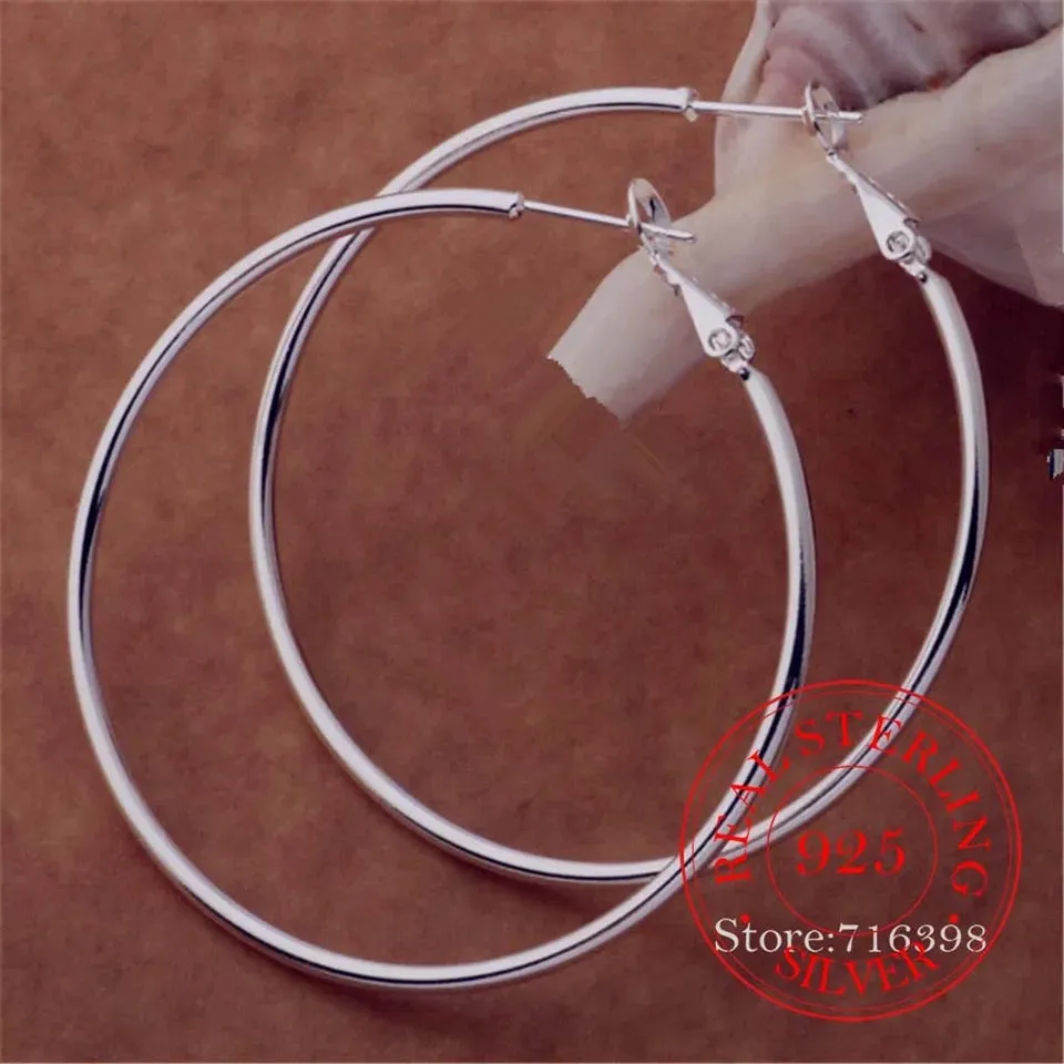 Big Silver Hoop Earrings