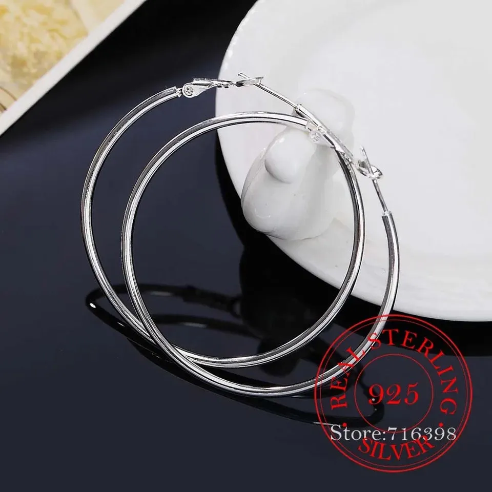 Big Silver Hoop Earrings