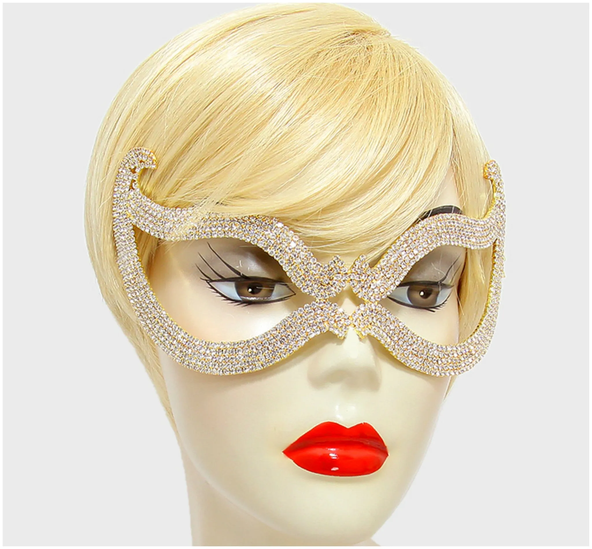 Bijou Romantic Cat Eye Crystal Masquerade Mask | Crystal | Gold