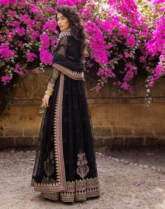 Black Chiffon Long Pishwas Pakistani Party Dresses