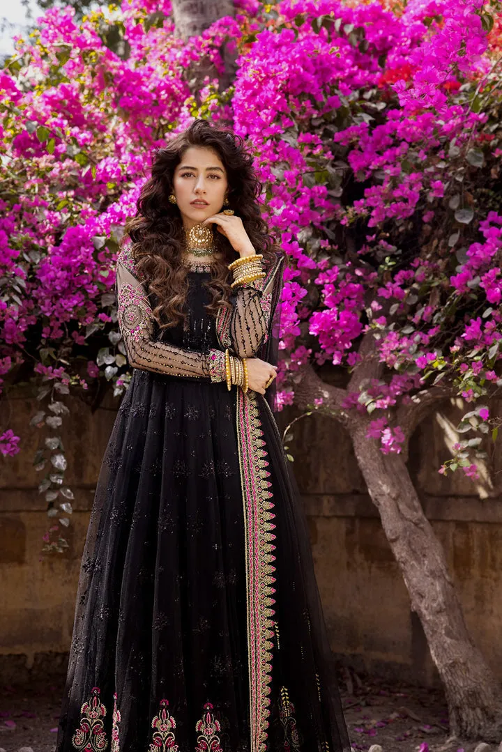Black Chiffon Long Pishwas Pakistani Party Dresses
