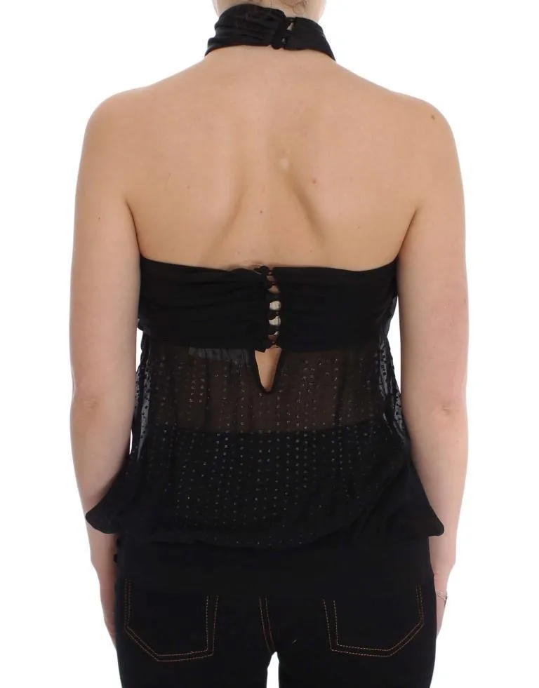 Black Neck Wrap Top Blouse