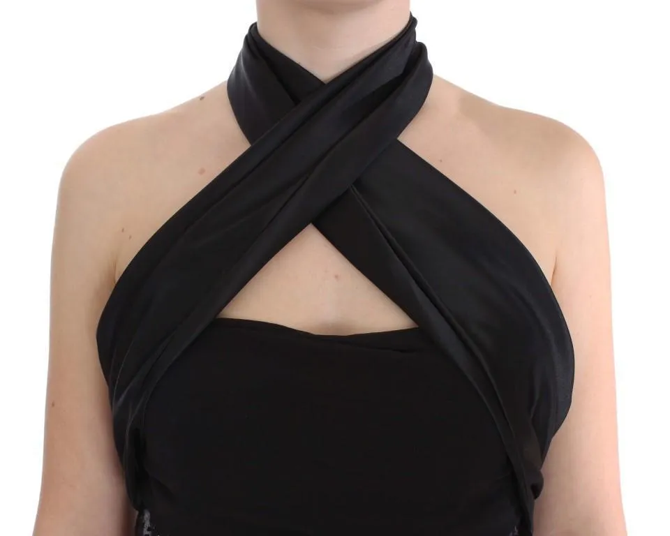 Black Neck Wrap Top Blouse