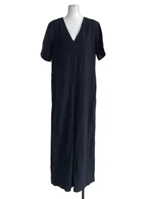 Black Plain Short Sleeves Jumpsuit BTV