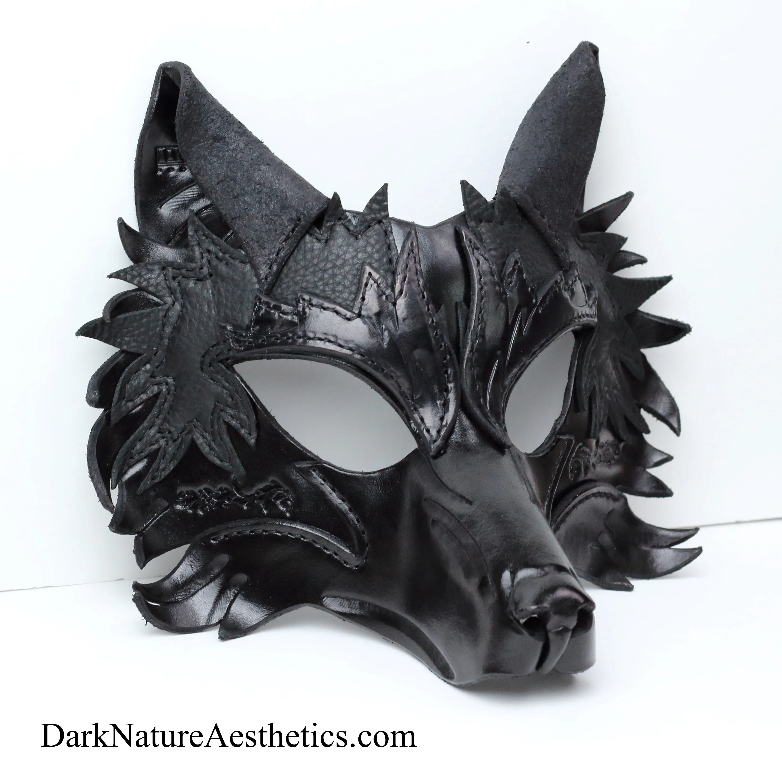 Black "Helldog" Wolf Leather Mask/Hood