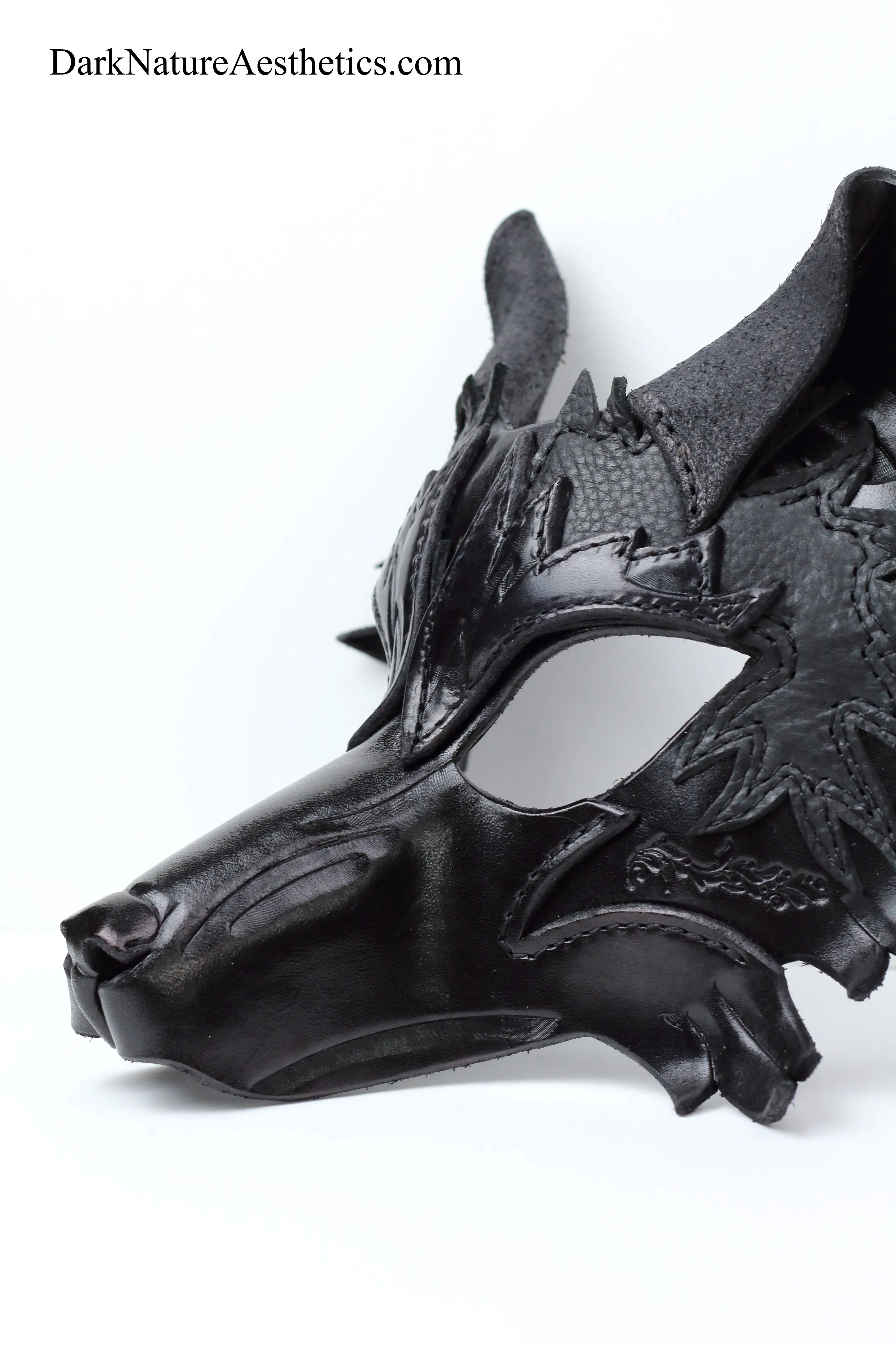 Black "Helldog" Wolf Leather Mask/Hood