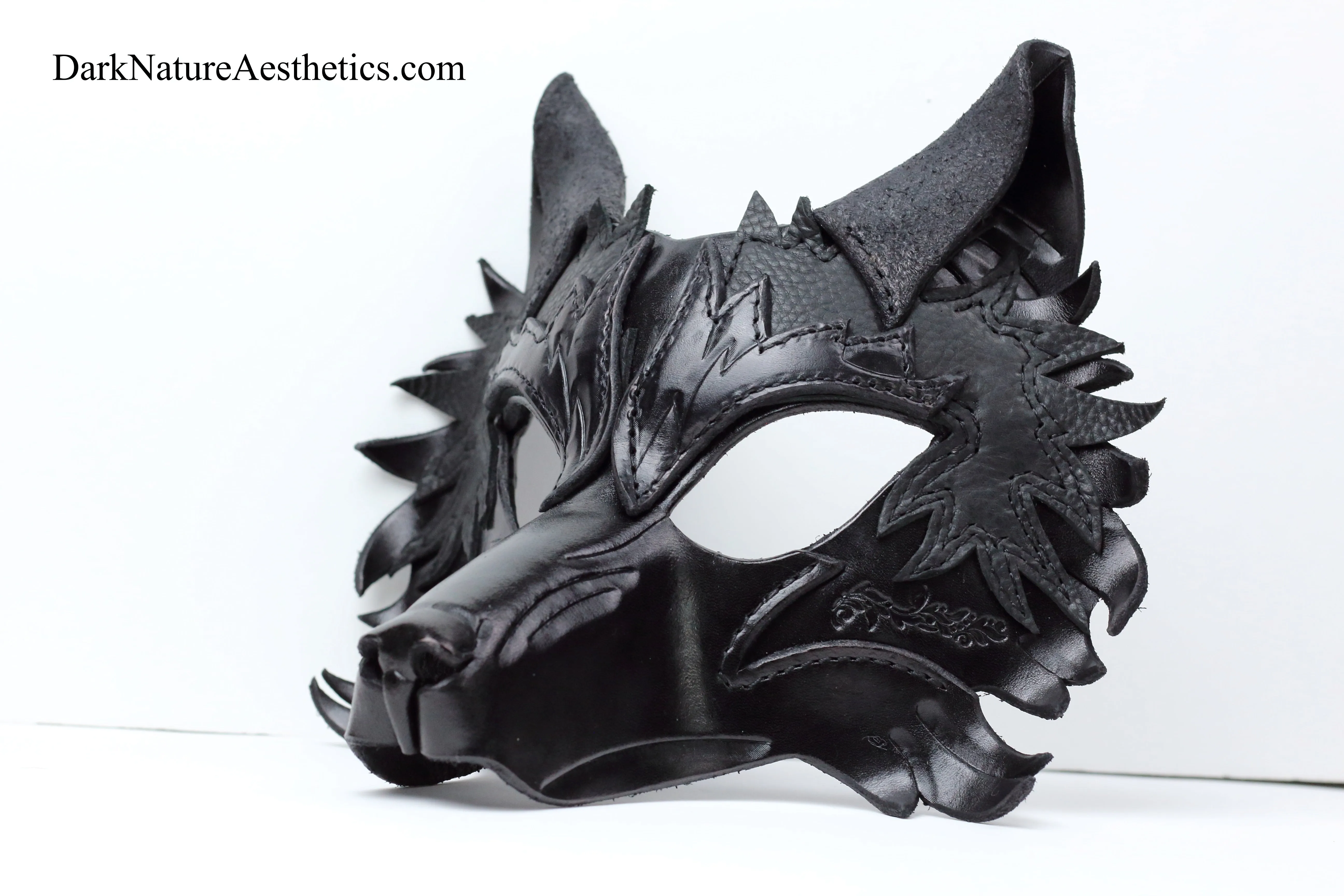 Black "Helldog" Wolf Leather Mask/Hood