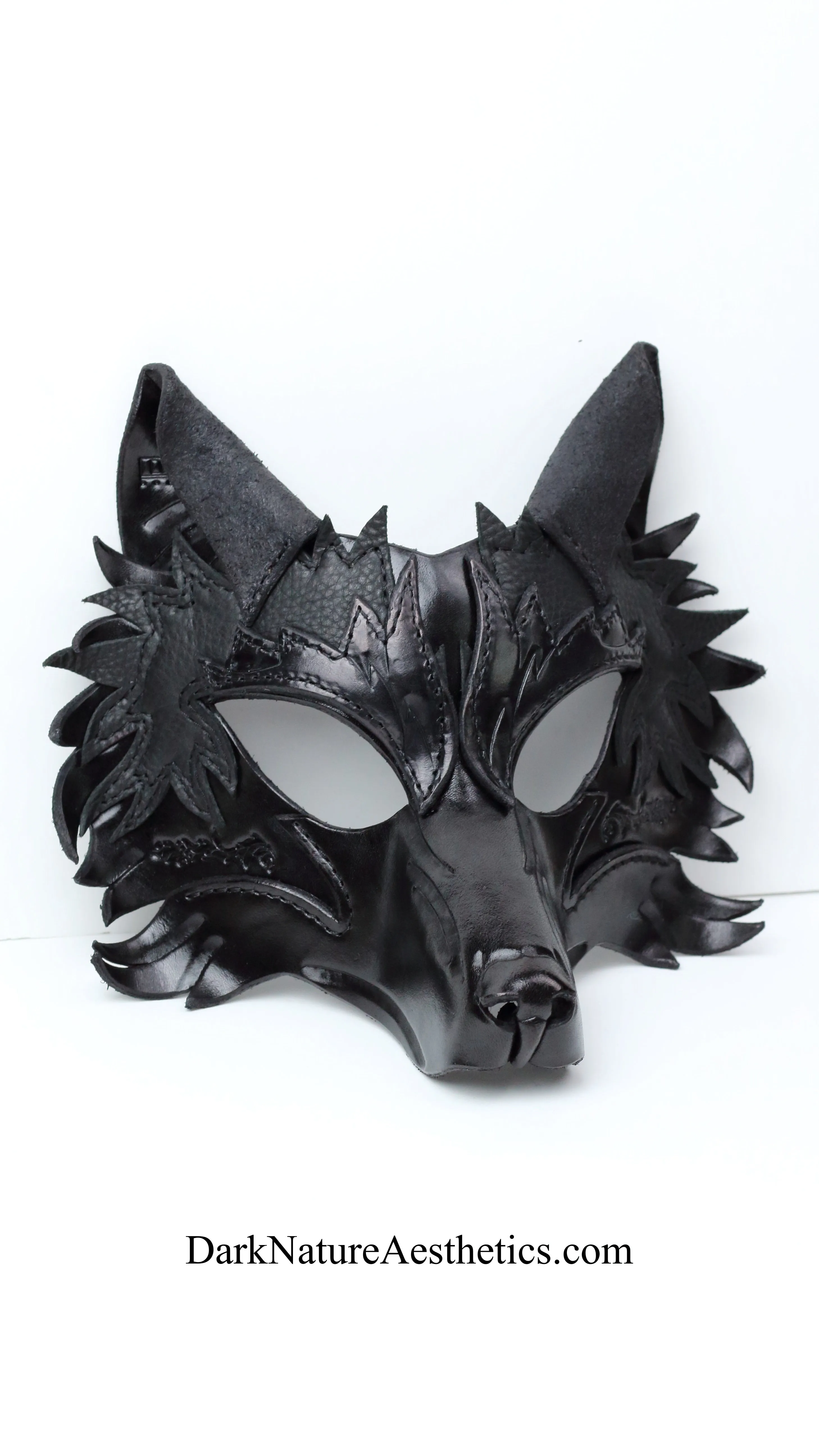 Black "Helldog" Wolf Leather Mask/Hood