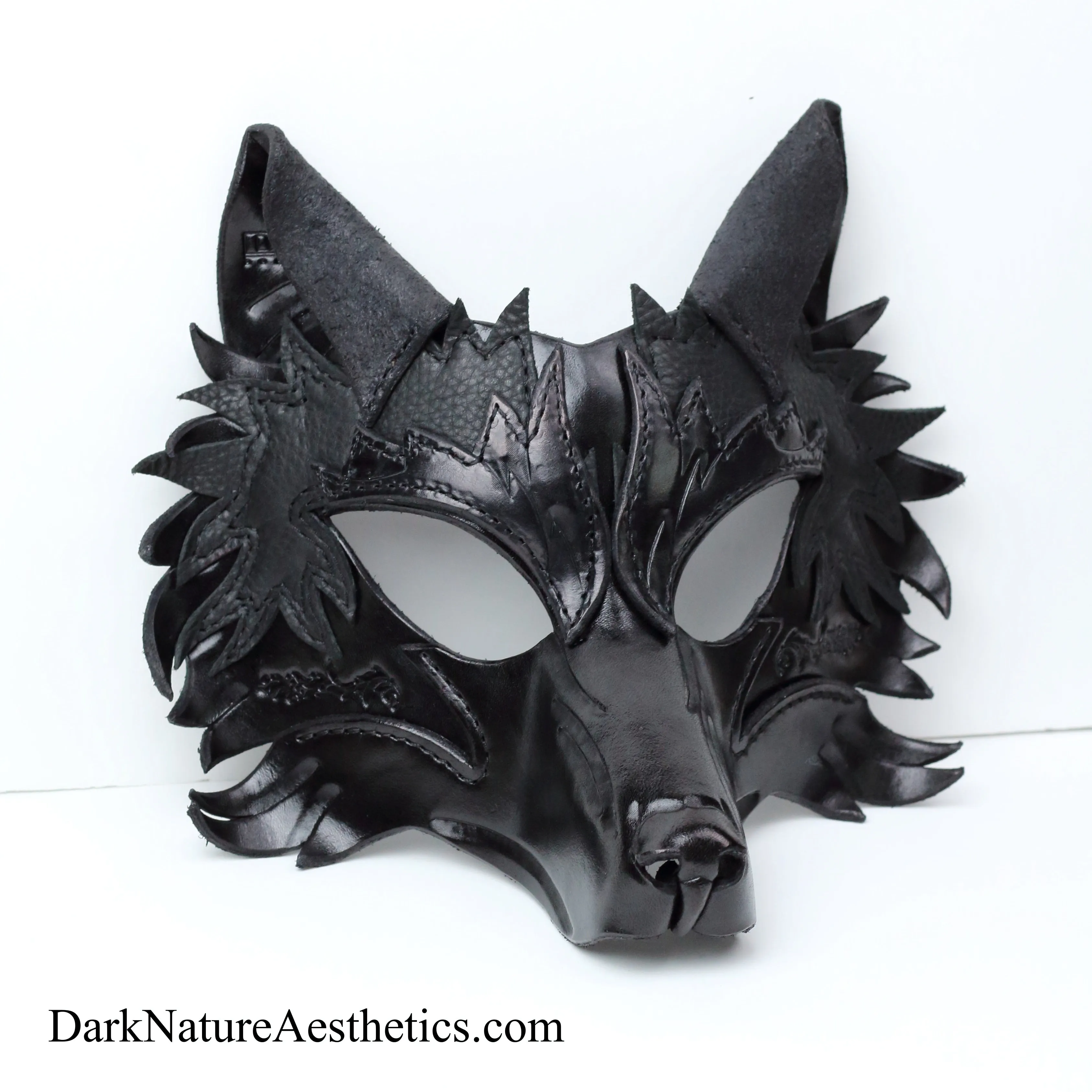 Black "Helldog" Wolf Leather Mask/Hood