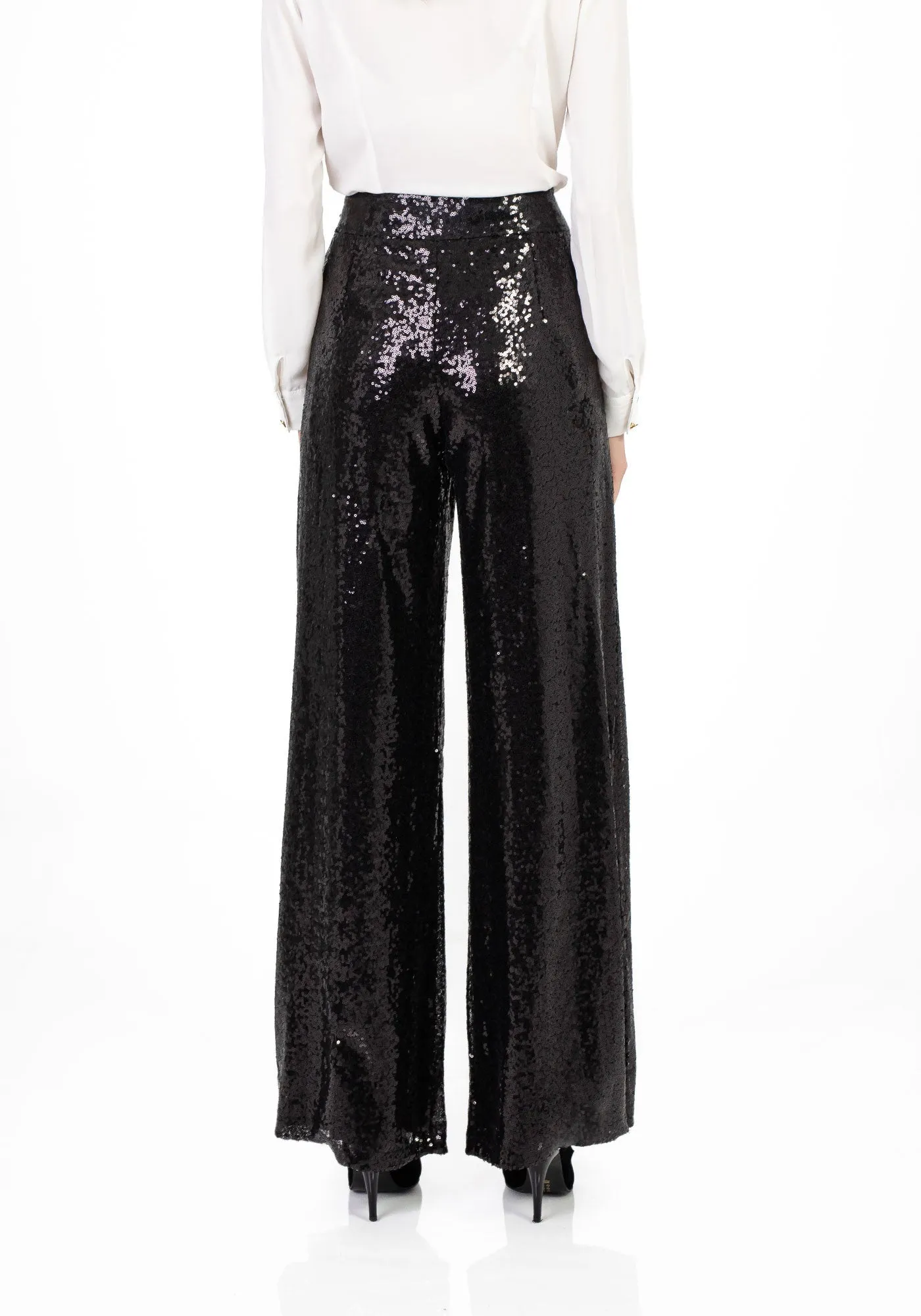 Black Sequin Wide Leg Pants - G-Line