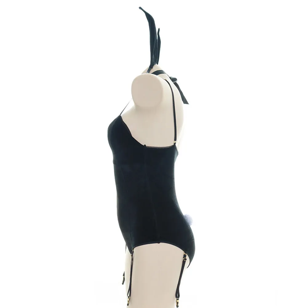 Black Velvet Rabbit Bunny Girls Cosplay Costume Uniform Jumpsuit Outfits Halloween Carnival Suit