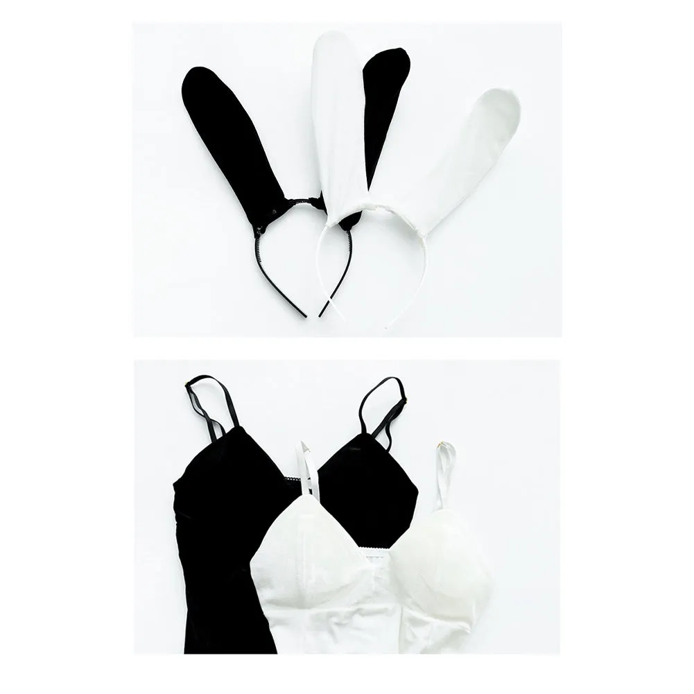 Black Velvet Rabbit Bunny Girls Cosplay Costume Uniform Jumpsuit Outfits Halloween Carnival Suit