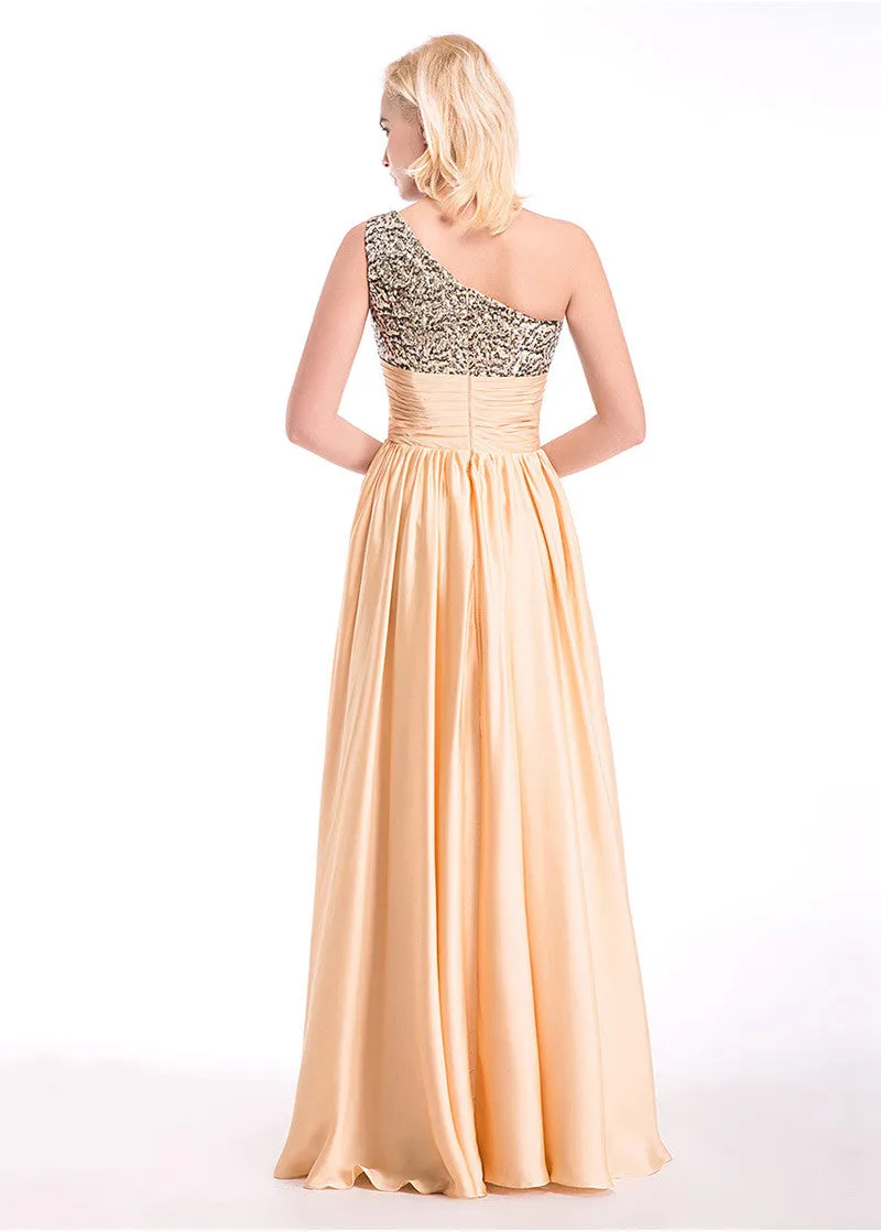 Bling Sequin One-Shoulder Prom Dresses