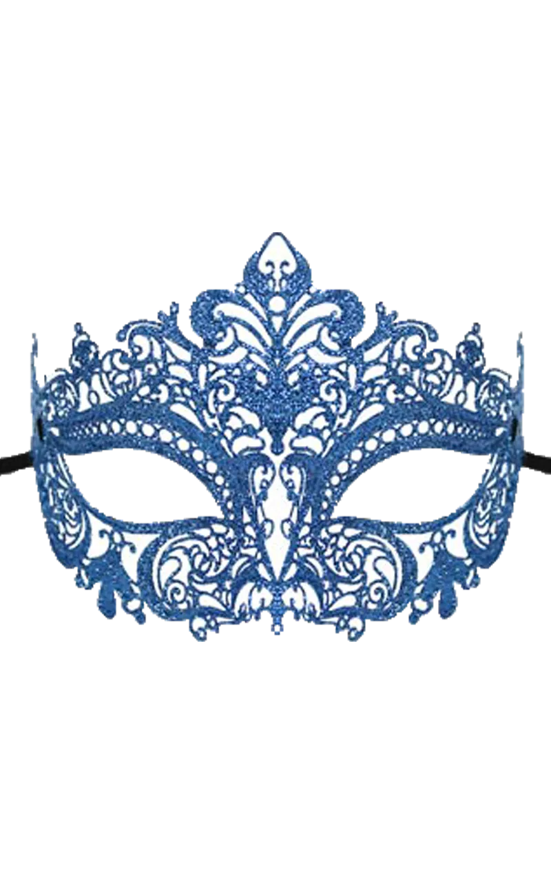 Blue Glitter Masquerade Mask