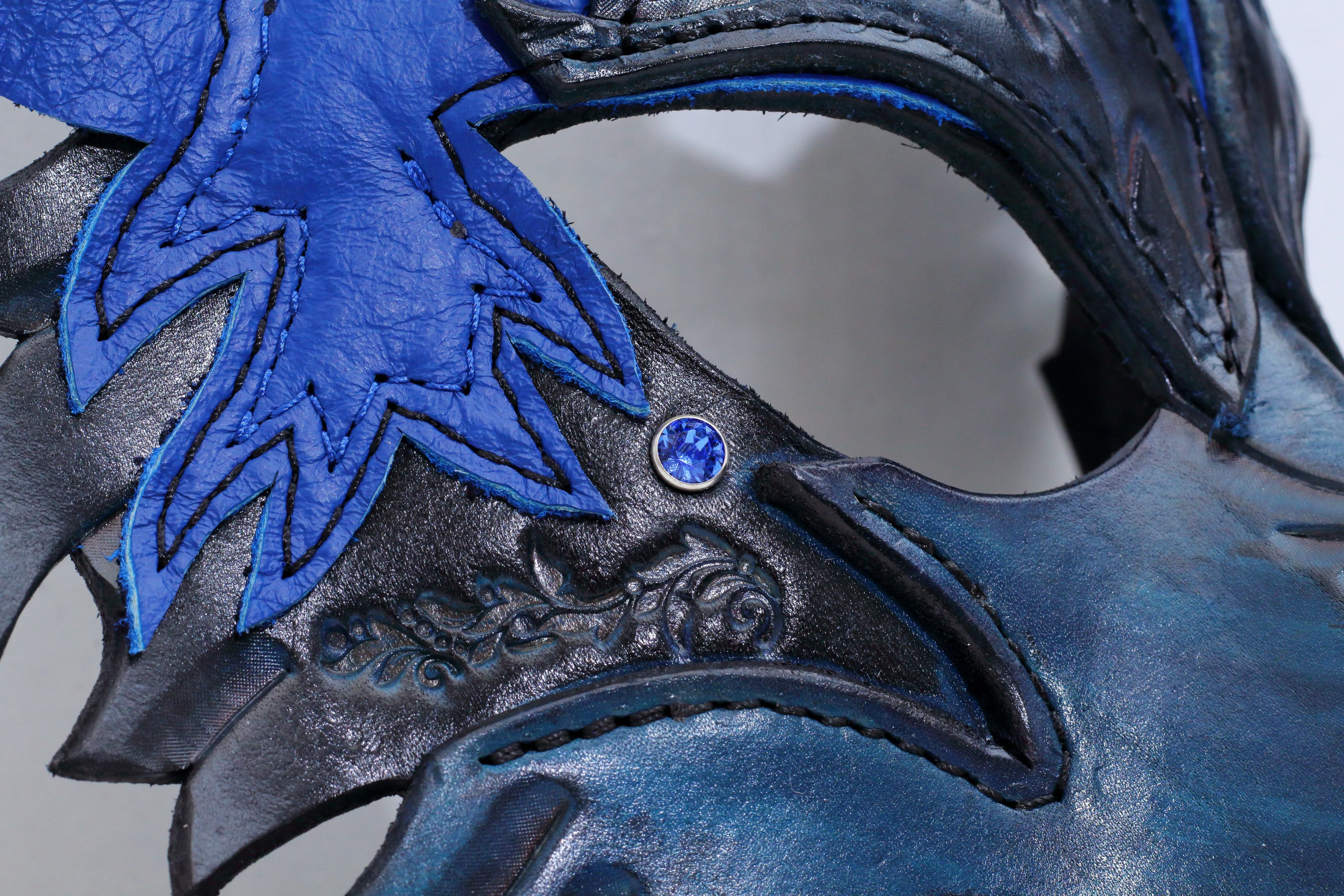 Blue "Helldog" Wolf Leather Mask/Hood