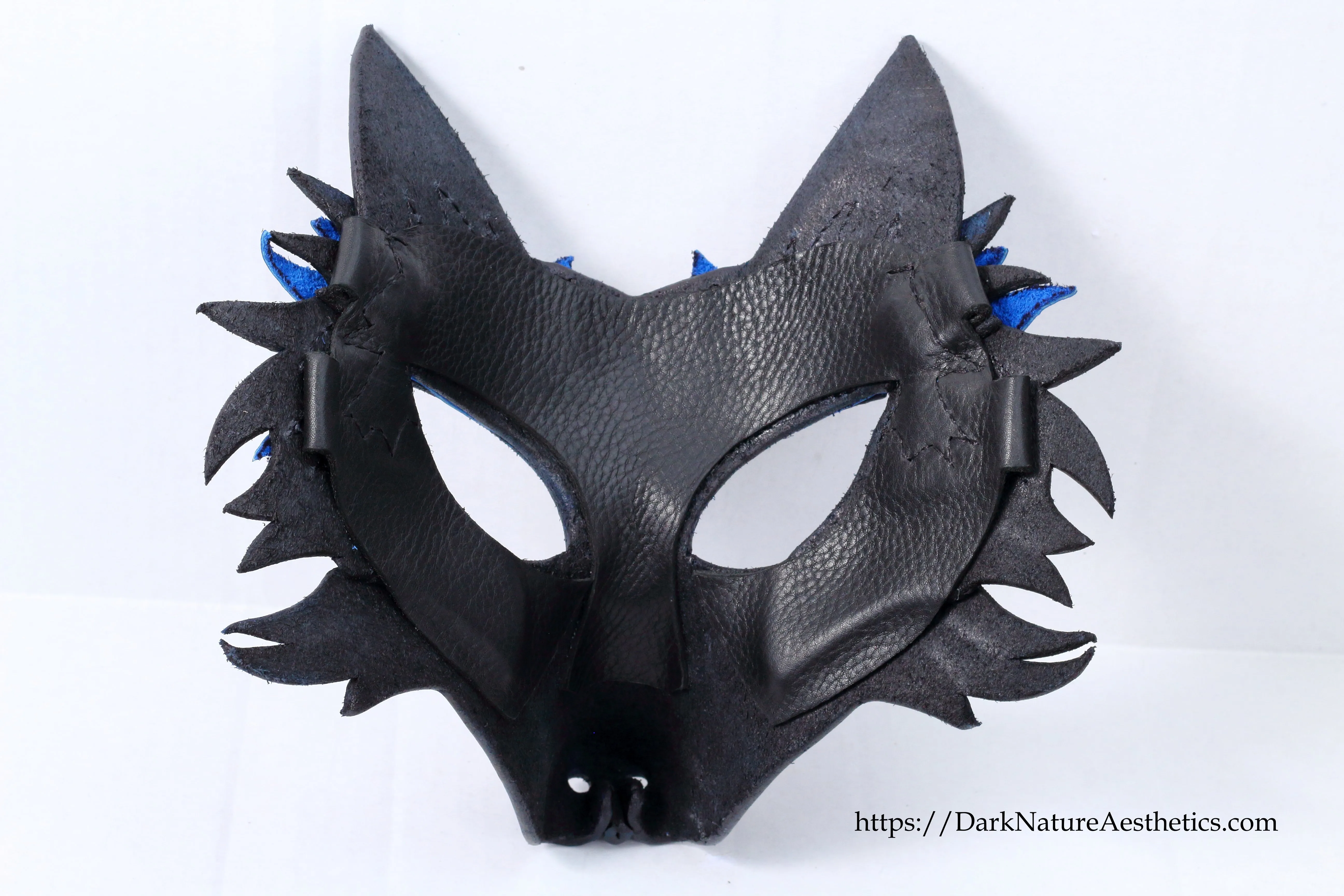 Blue "Helldog" Wolf Leather Mask/Hood