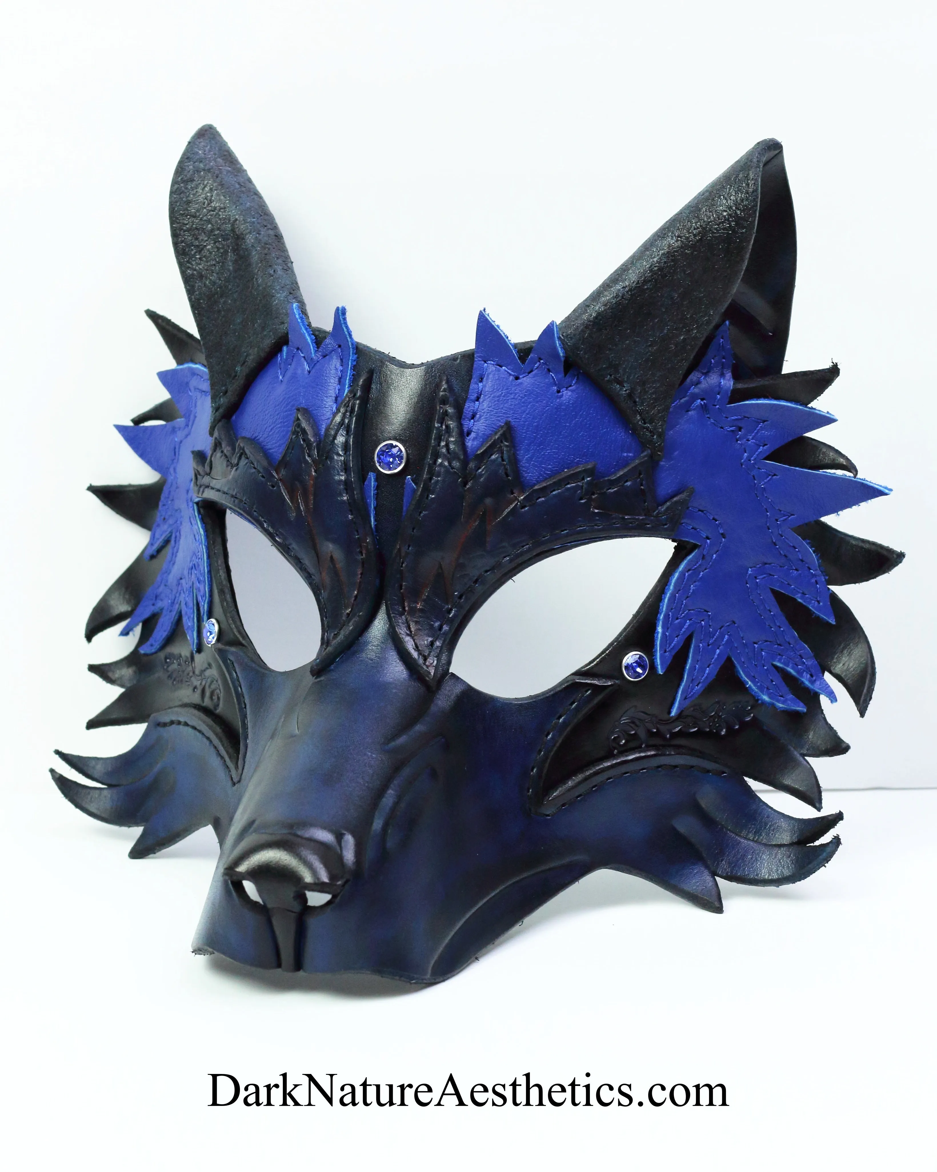 Blue "Helldog" Wolf Leather Mask/Hood