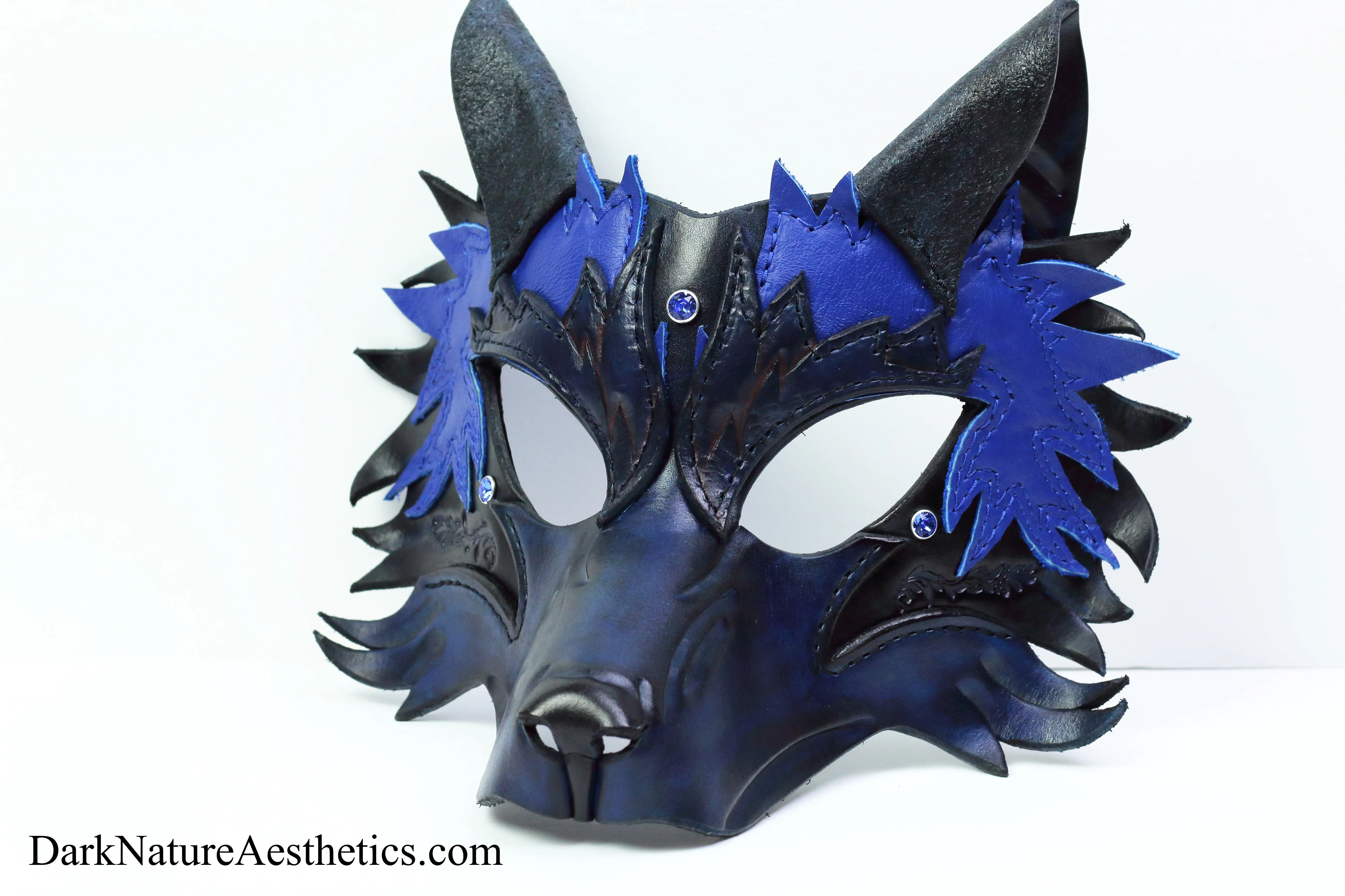 Blue "Helldog" Wolf Leather Mask/Hood