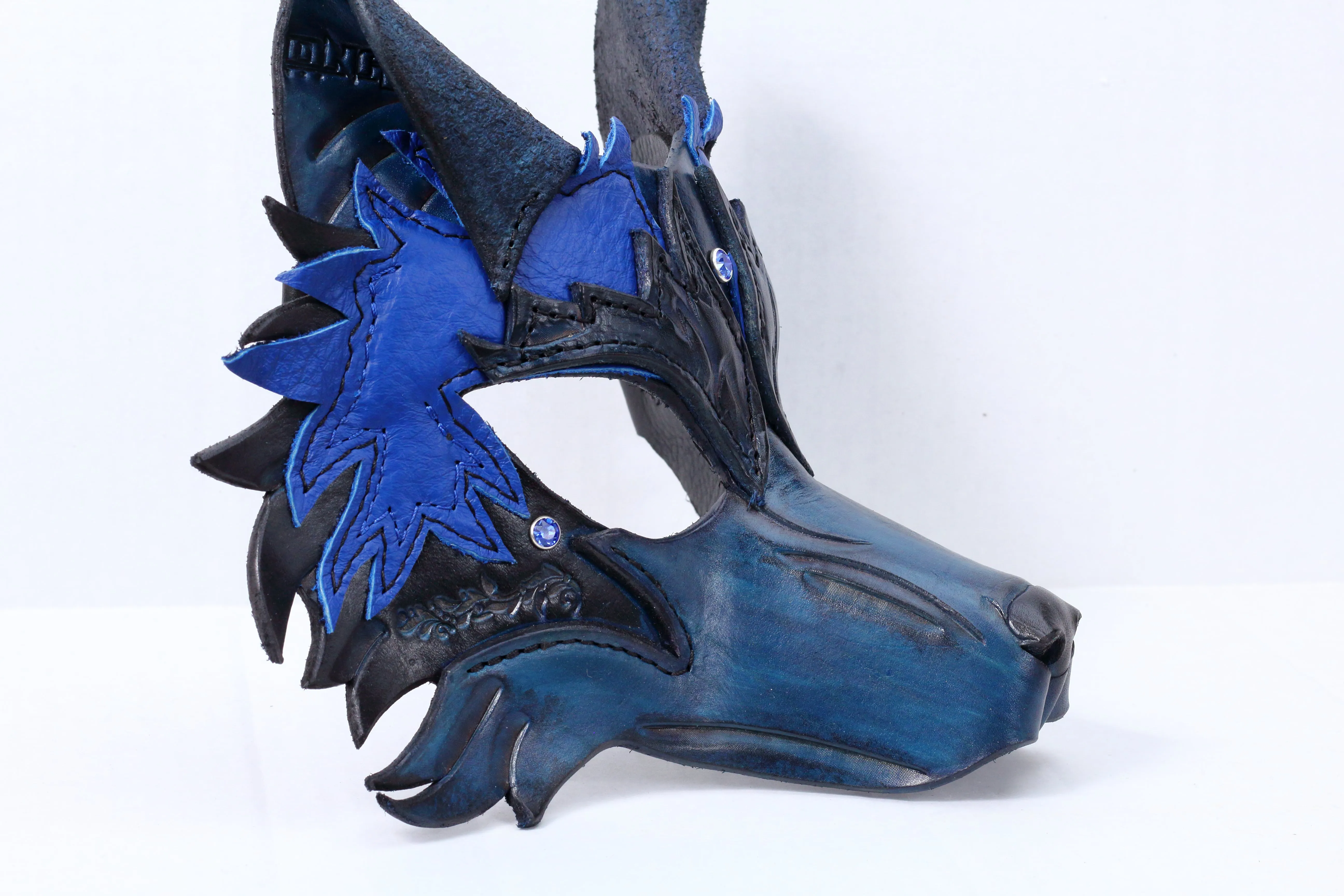 Blue "Helldog" Wolf Leather Mask/Hood