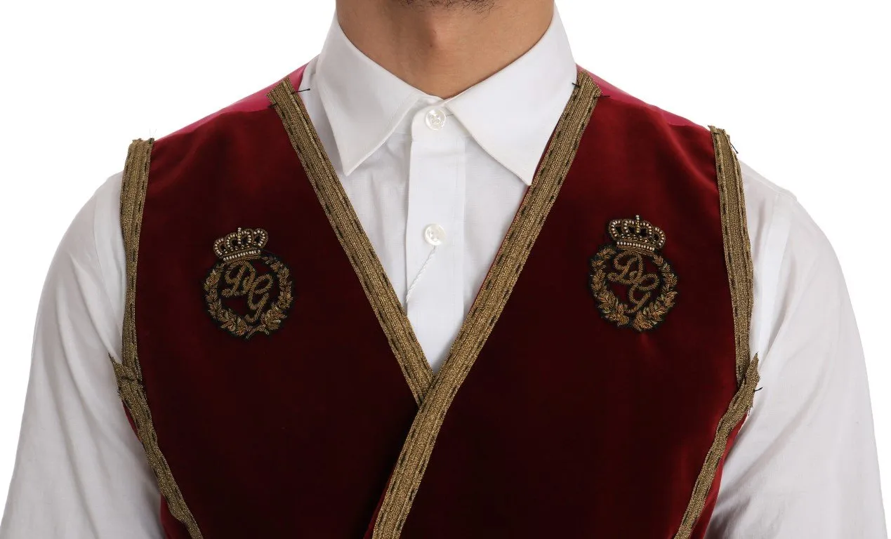 Bordeaux Velvet Gold Crown Vest