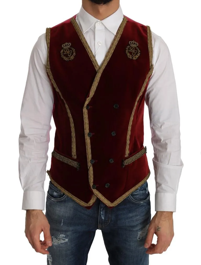Bordeaux Velvet Gold Crown Vest