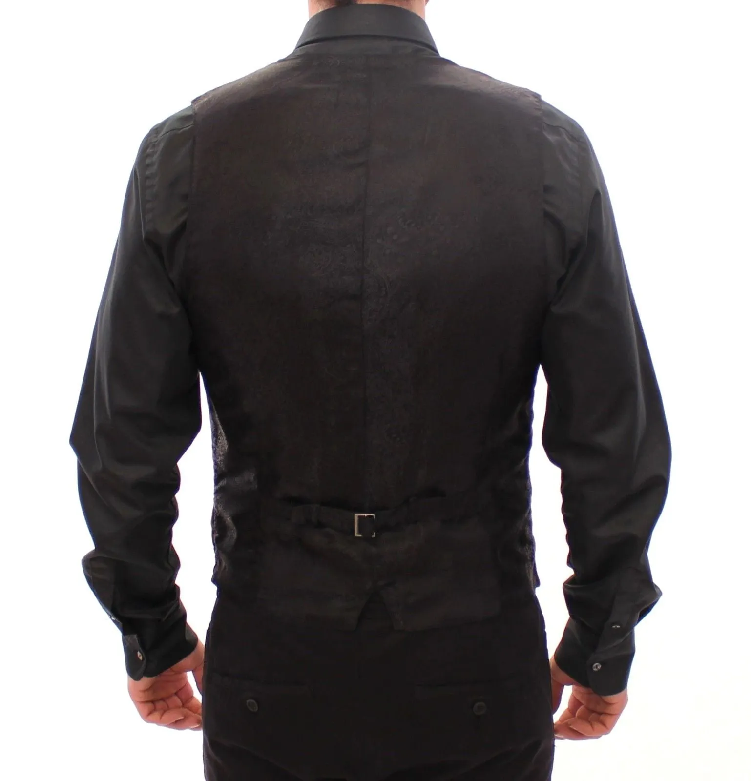 Brown Velvet Single Breasted Vest Gilet