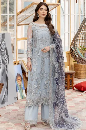 Cadet Grey Hand Embellished Kameez Trousers Pakistani Party Dress