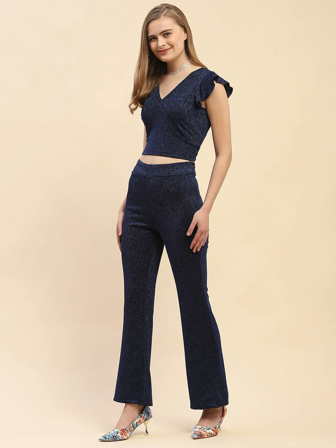 Camla Barcelona Shimmery Blue Two Piece Co-Ord Set