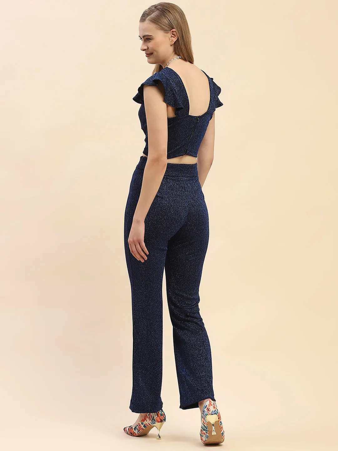 Camla Barcelona Shimmery Blue Two Piece Co-Ord Set