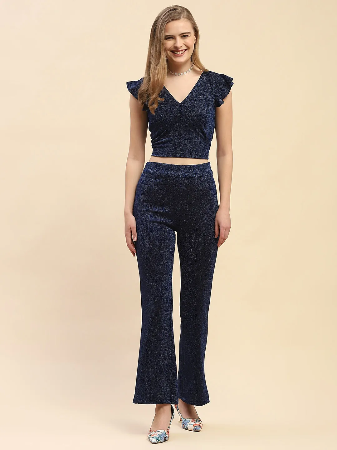 Camla Barcelona Shimmery Blue Two Piece Co-Ord Set