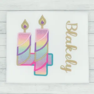 Candle Fourth - Girls Birthday Shirt (Multi Color)