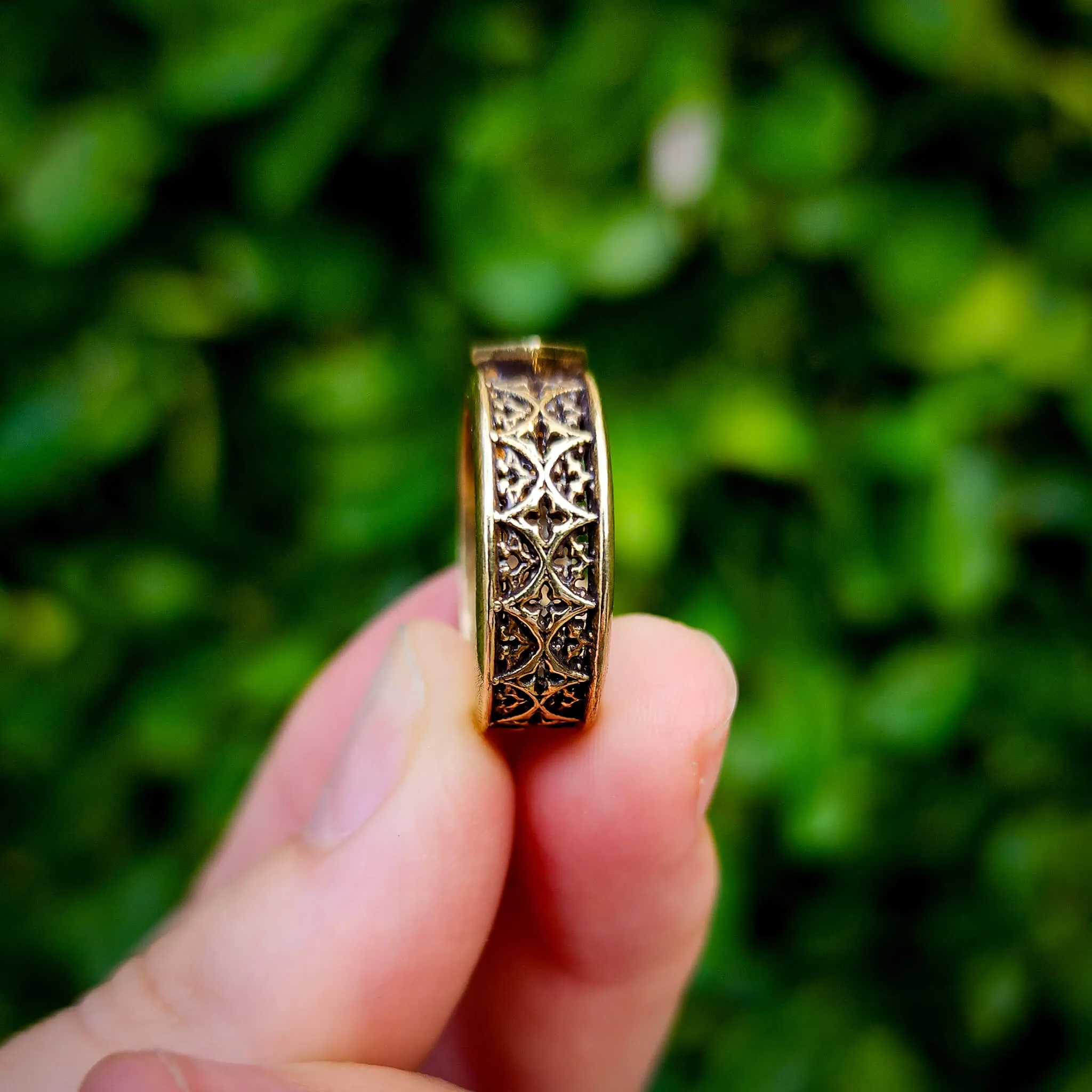 Clear Crystal Brass Gothic Band Ring