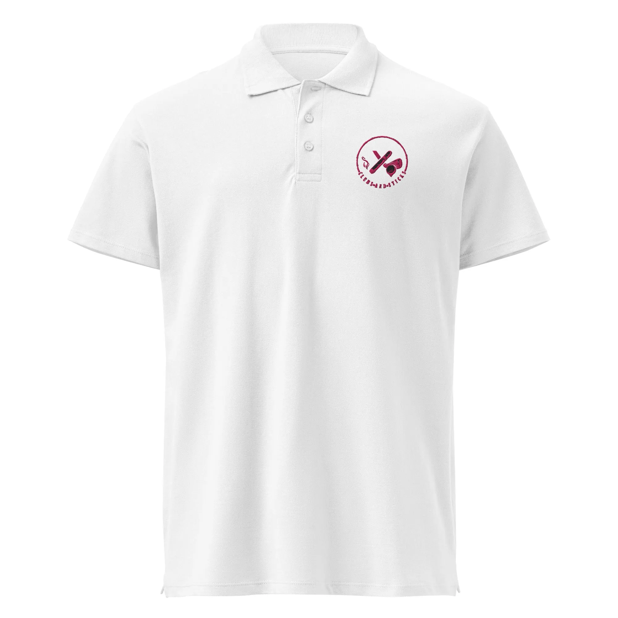 Clubs and Sticks Premium Pique Embroidered Polo Shirt - Pink