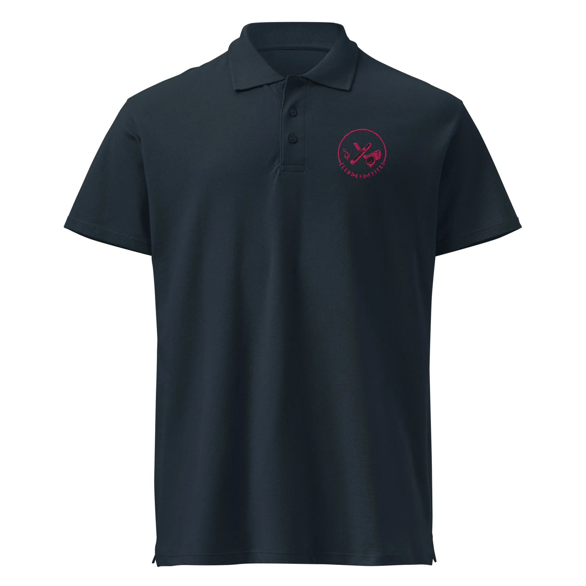 Clubs and Sticks Premium Pique Embroidered Polo Shirt - Pink