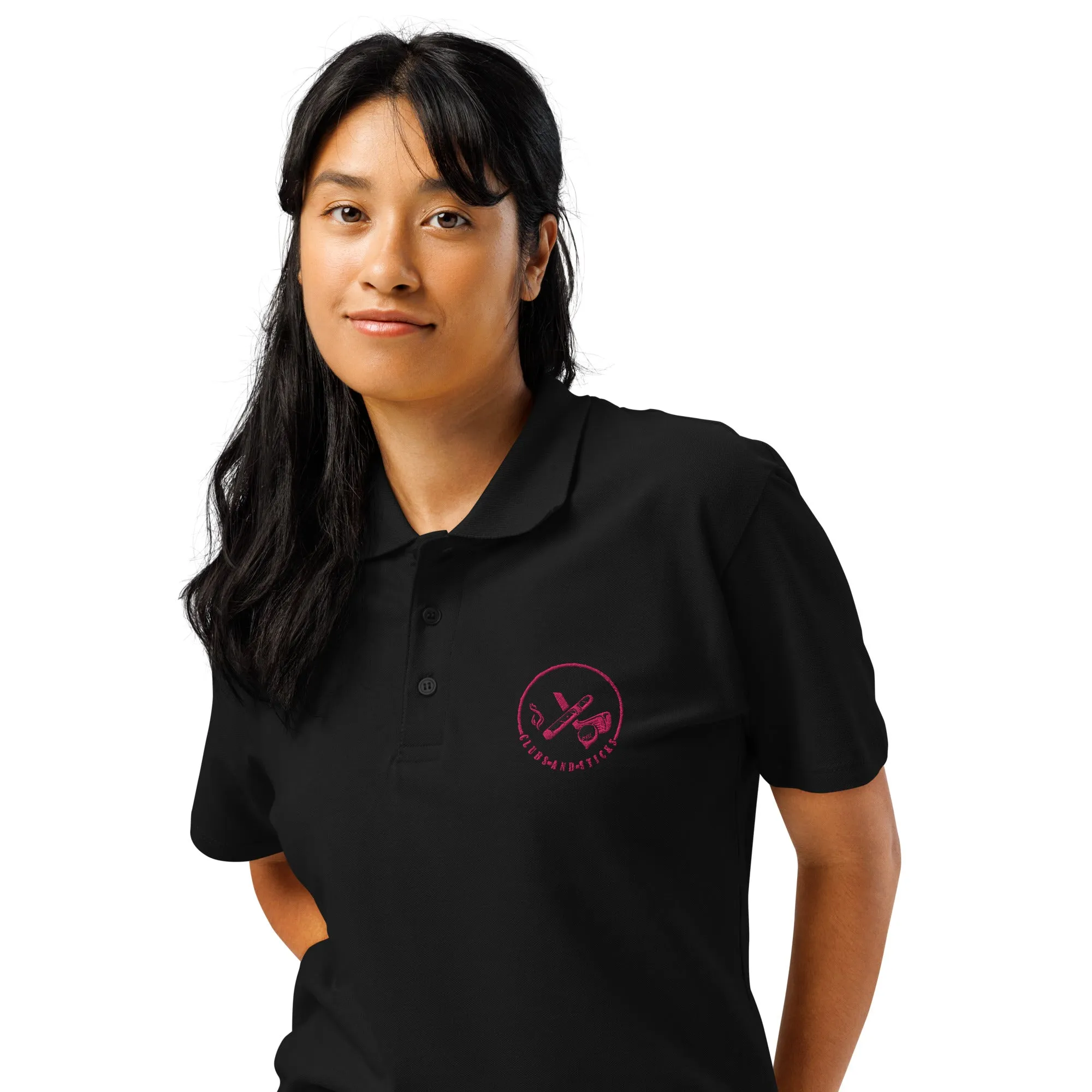 Clubs and Sticks Premium Pique Embroidered Polo Shirt - Pink