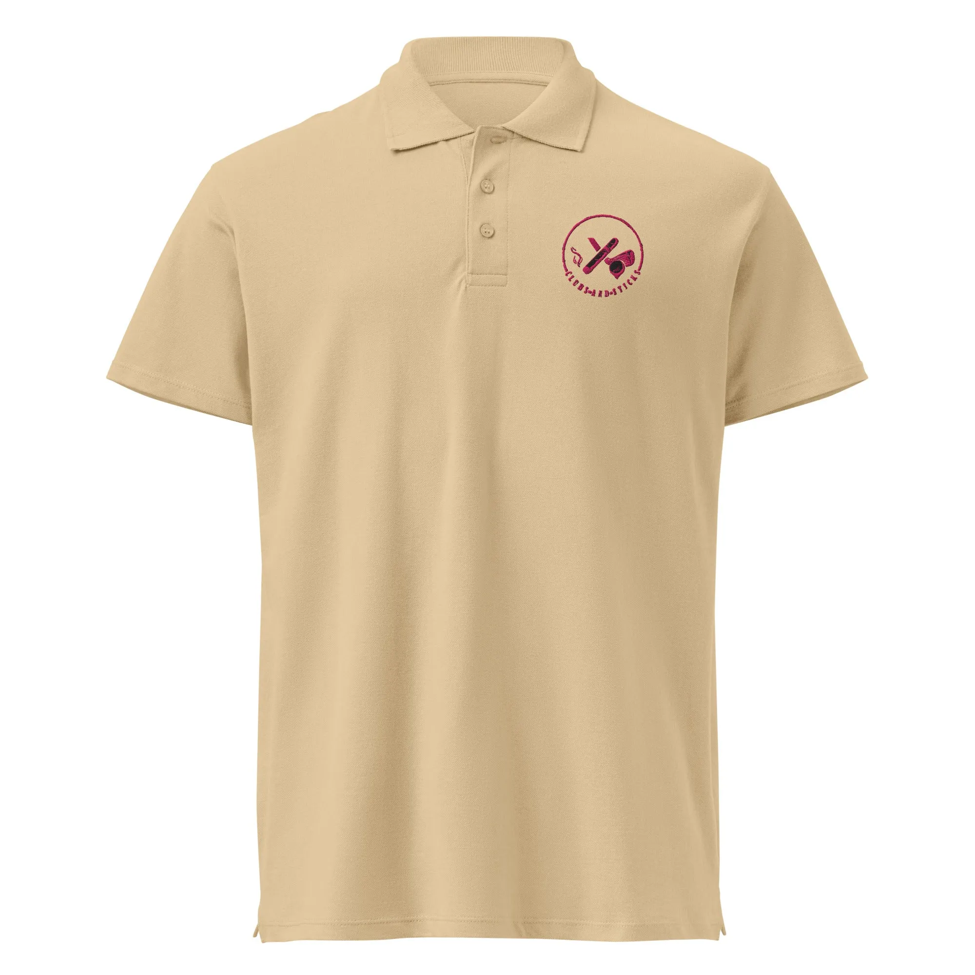 Clubs and Sticks Premium Pique Embroidered Polo Shirt - Pink