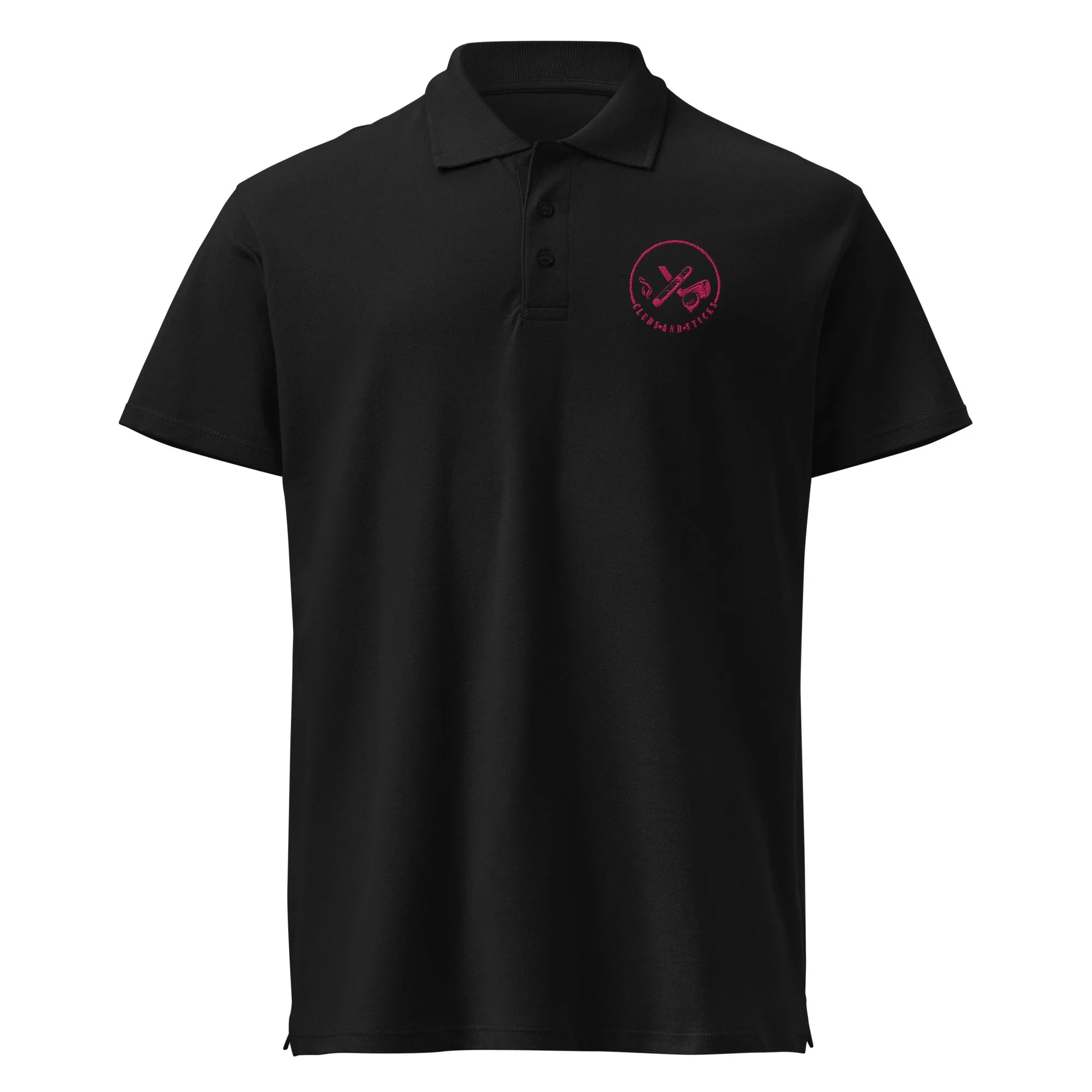 Clubs and Sticks Premium Pique Embroidered Polo Shirt - Pink