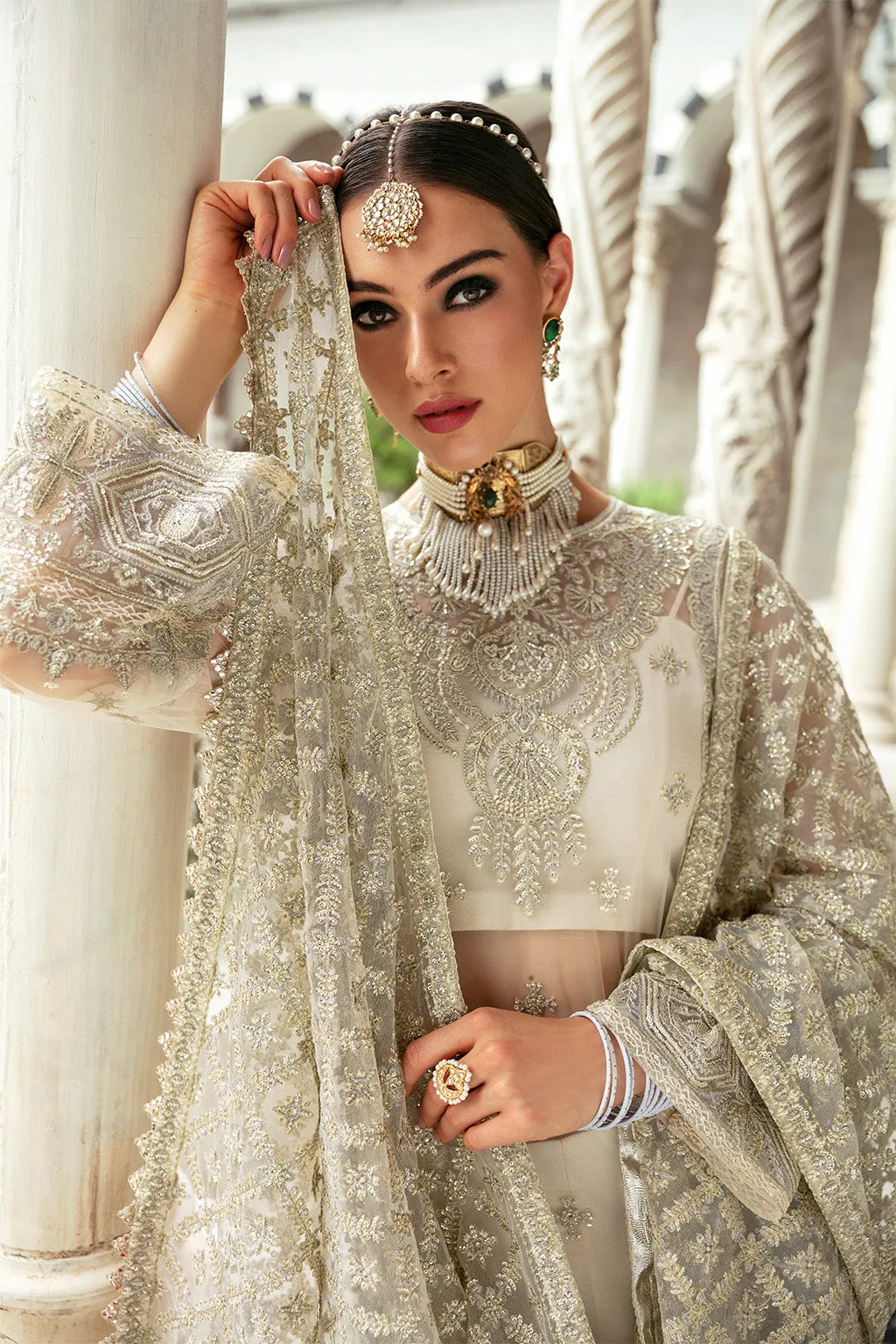 Crystal White Heavily Embellished Pakistani Party Dress Salwar Suit