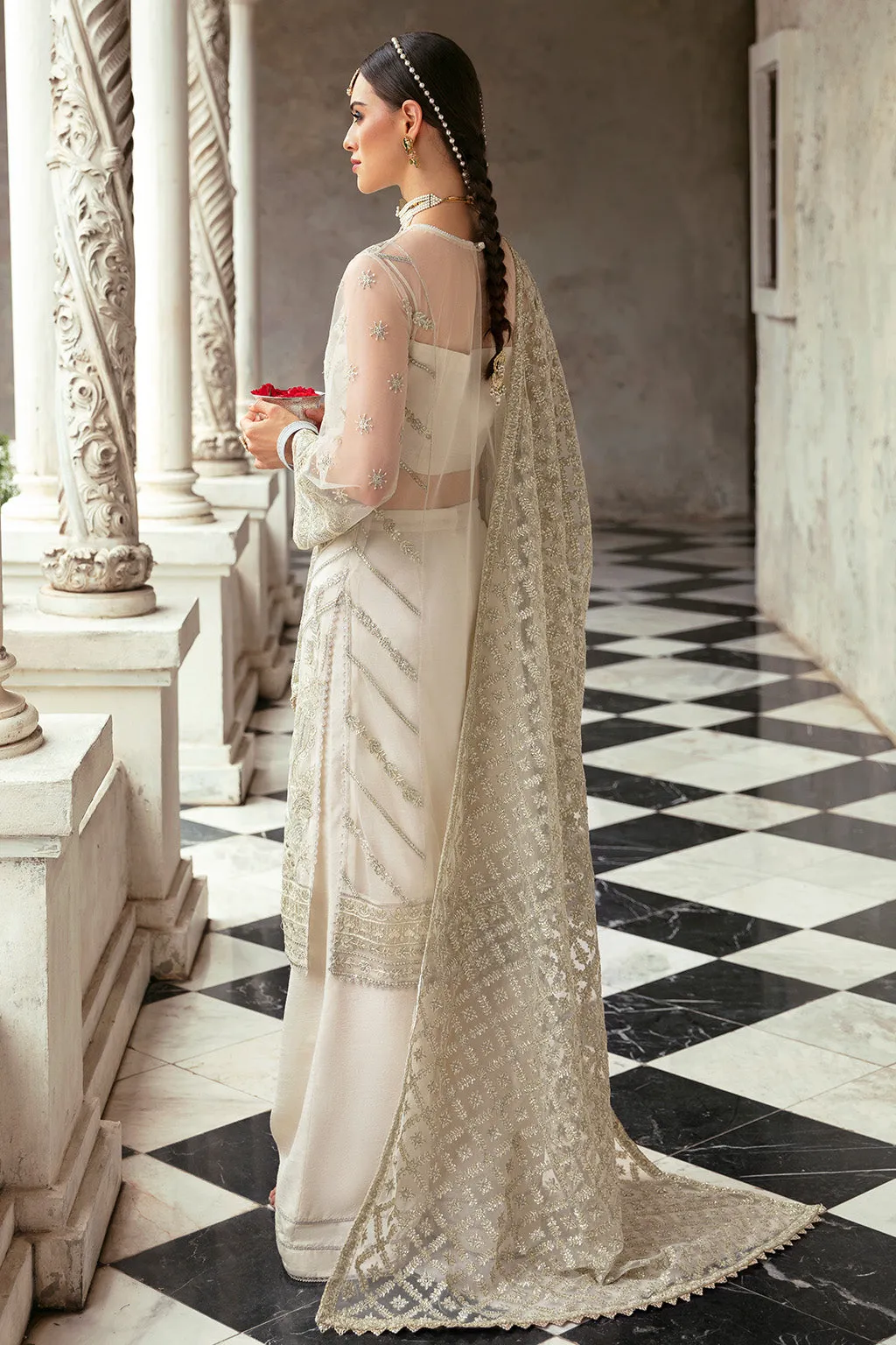 Crystal White Heavily Embellished Pakistani Party Dress Salwar Suit